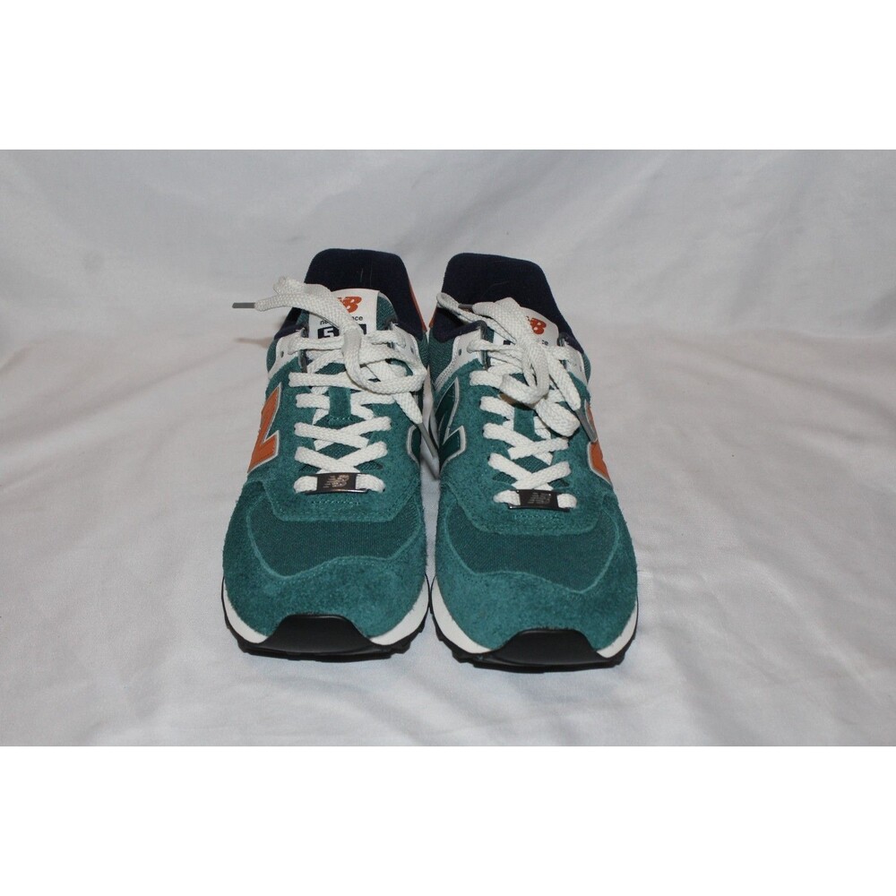 NEW BALANCE MEN'S 574 CLASSICS ATHLETIC SNEAKERS GREEN ORANGE NIB SZ 9 - Picture 4 of 6